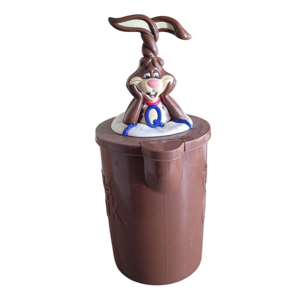 Vintage Nestle Quick  Brown Chocolate Milk QUIK Bunny Mixer‎ Plastic Cup / Mug